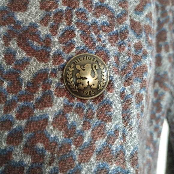 Tommy Hilfiger Animal Print Military Style Open Front Jacket Blazer M - Picture 6 of 11